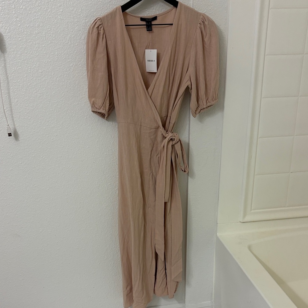 H&M Beige Wrap Midi Dress